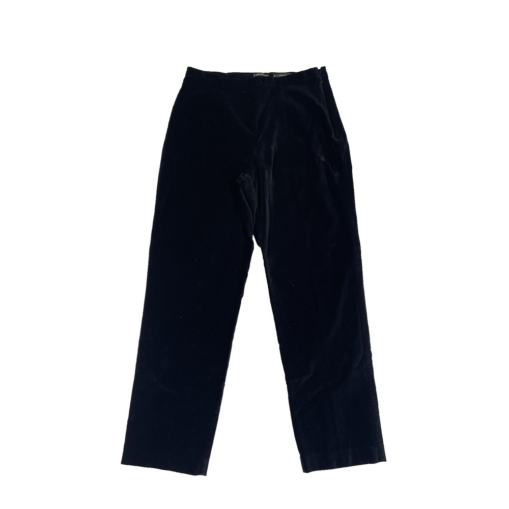 Eddie Bauer Pants Womens 14 Black Velour Stretch Straight Leg Soft Casual